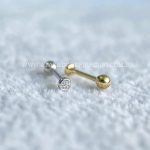 Minibarbell Ouro 18k Zircônia - Imagem 2