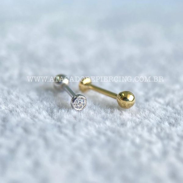 Minibarbell Ouro 18k Zircônia - Imagem 2
