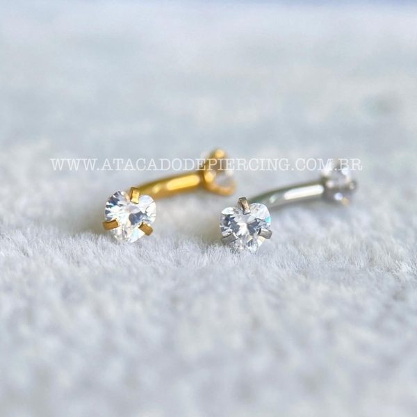 Minibarbell Curvo Aço 316L Rosca Interna Zircônia Coração - Imagem 1