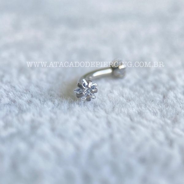 Minibarbell Curvo Aço 316L Rosca Interna Zircônia Estrela - Imagem 5