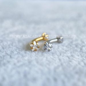 Minibarbell Curvo Aço 316L Rosca Interna Zircônia Estrela