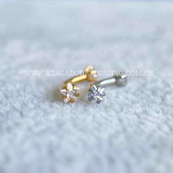 Minibarbell Curvo Aço 316L Rosca Interna Zircônia Estrela - Imagem 1