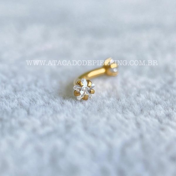 Minibarbell Curvo Aço 316L Rosca Interna Zircônia Estrela - Imagem 3