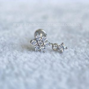 Labret Rosca Interna Aço Flor Zircônias