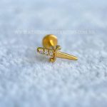 Labret Rosca Interna Aço Adaga Zircônias - Imagem 2