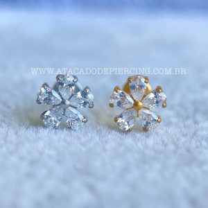 Labret Rosca Interna Titânio Flor Zircônias