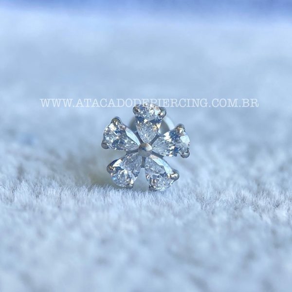 Labret Rosca Interna Titânio Flor Zircônias - Imagem 3