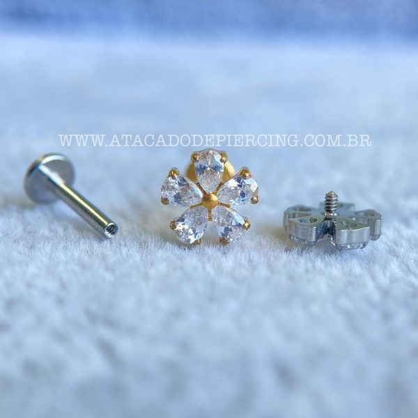 Labret Rosca Interna Titânio Flor Zircônias - Imagem 4