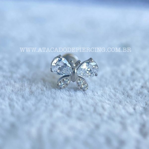Labret Rosca Interna Titânio Borboleta Zircônias - Imagem 5